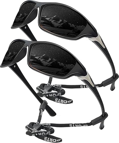 Miniatura 11 de KALIYADI 4 Pack Polarized Sunglasses-Men Sports Sun-glasses: Mens Sunglasses UV Protection for Fishing Driving Cycling A01-negro/negro/negro