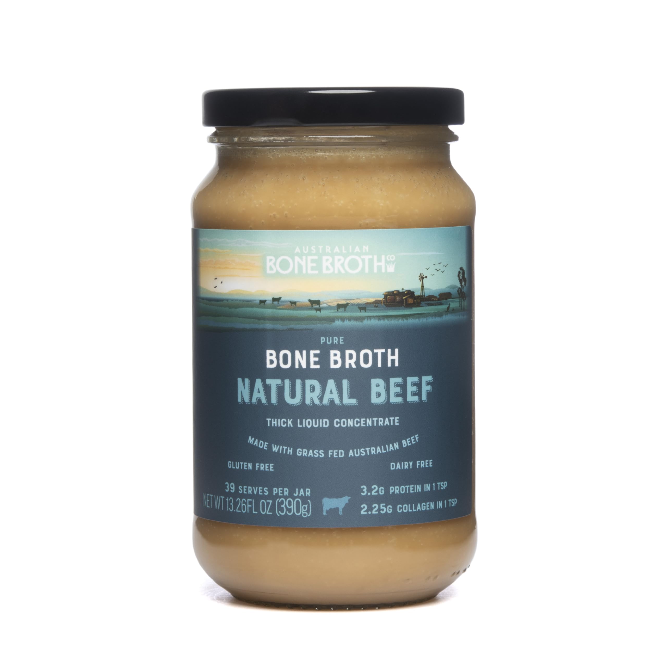 ABBCo Natural Beef Bone Broth Concentrate 13.26 Floz - Made in Australia from Australian Beef Bones, Savoury Cooking Broth Base, Refrigerate After Opening