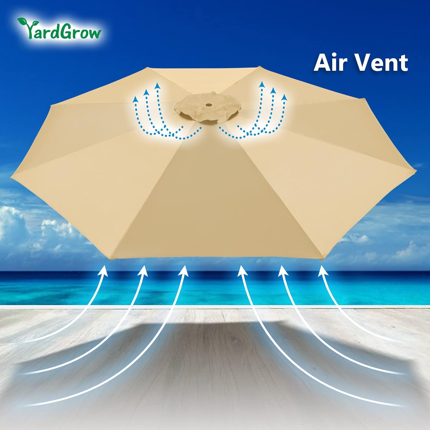 YardGrow 10ft 8 Ribs Umbrella Canopy Replacement Cantilever Umbrella Replacement Canopy, Frame NOT Included