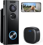 XTU 2K Wireless Video Doorbell Camera No Subscription with Chime & Multi-Angle Bracket, Two-Way Audio, Human Detection, Night Vision, Battery Powered, Compatible with Alexa and Google Home