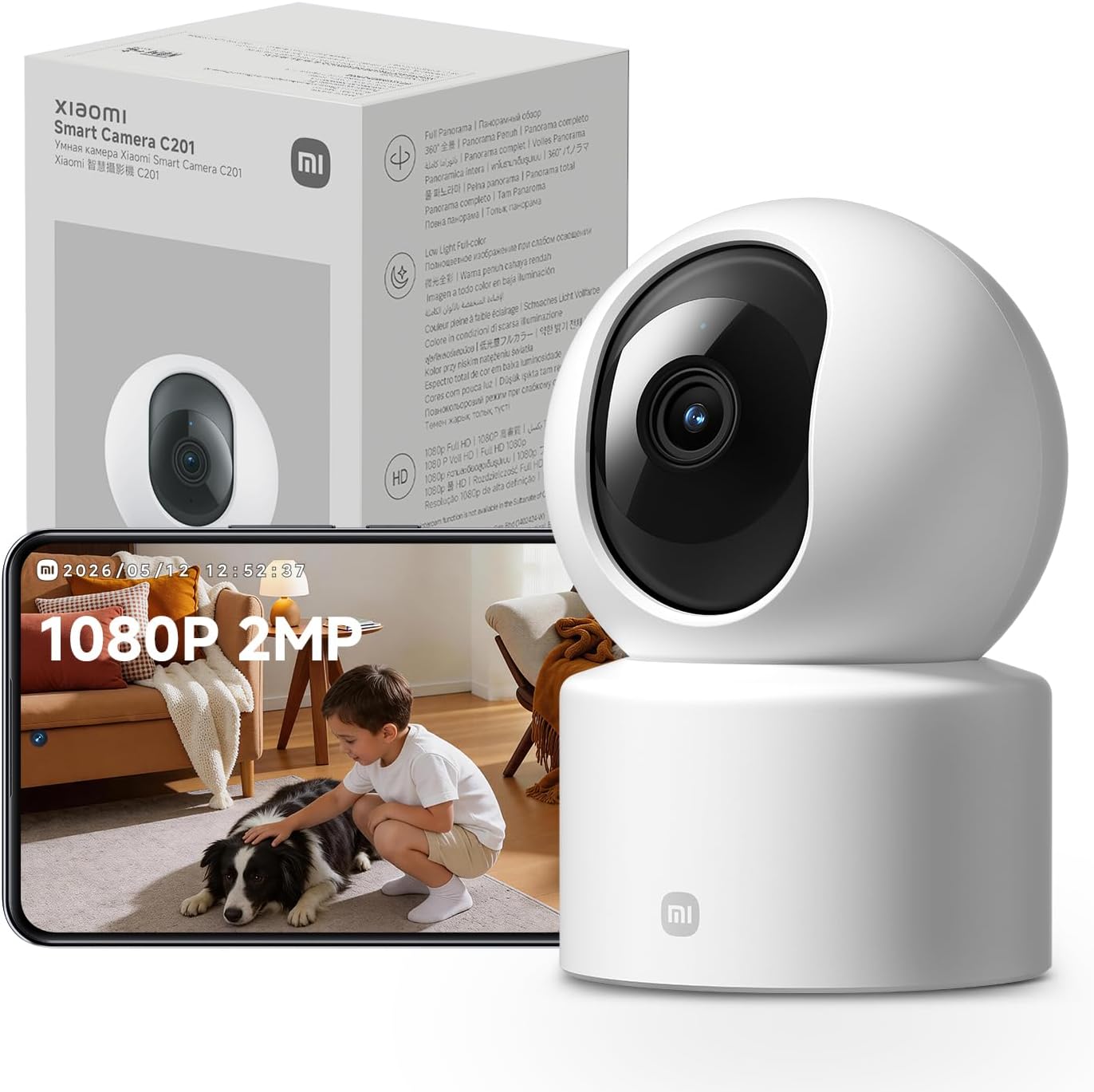 5V DC: Xiaomi C201 Cámara 1080p con obturador físico y Wi-Fi 6