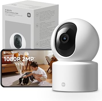 XIAOMI C201 Indoor Camera, 1080P HD Pet Camera, 360 Panorama, WiFi 6 | Person and Pet Detection & Tracking, Two-Way Audio, True Colours in Low Light, Physical lens Shielding, Alexa & Google