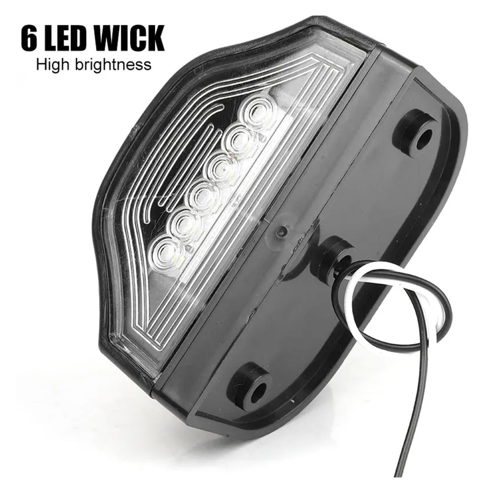 Luce Targa Universale a 6 LED, Luce Posteriore Bianca, indicatore di direzione Laterale per Auto, Moto, Camion, rimorchio, Furgone.