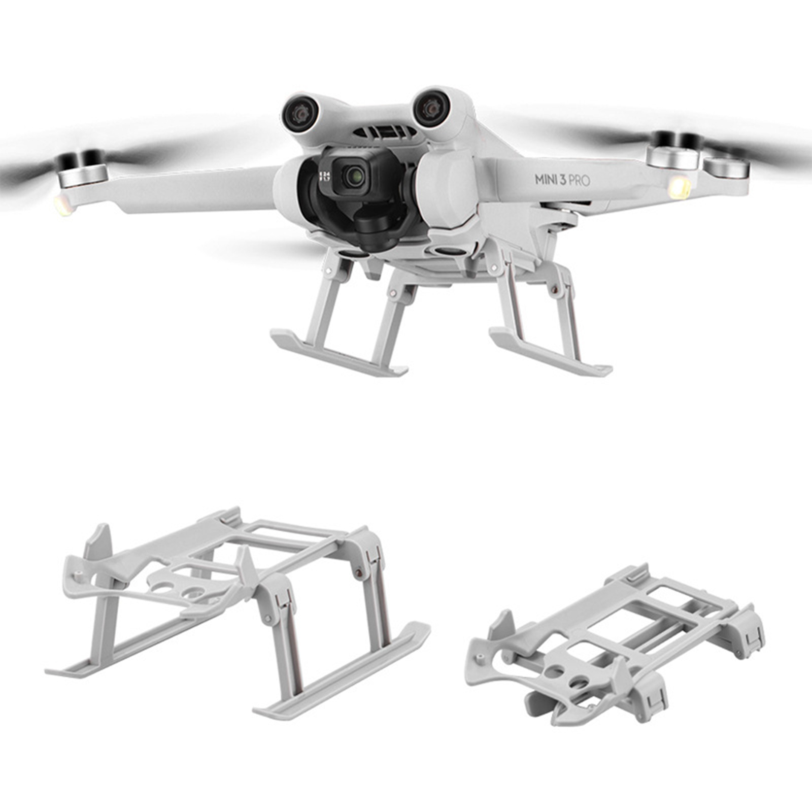 Train D'atterrissage Pour DJI Mini 3 Pro - Pliable, Hauteur +30 Cm, Protection Hélices - Gris Et Orange