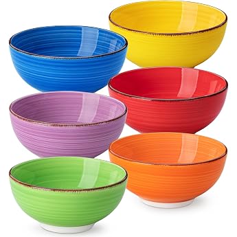 vancasso Bonita 6 Dessert Bowls, 380 ml, Small Stoneware Bowls | ceramic cereal bowls serving bowls soup dessert snack porrid