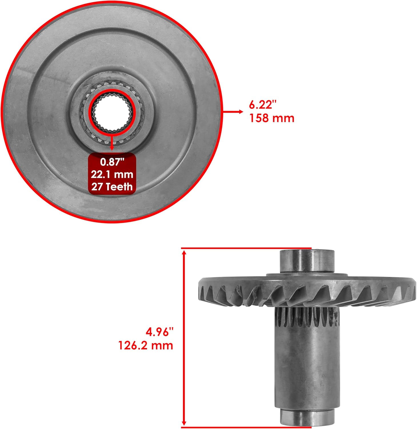 Caltric Rear Differential Gear Ring and Pinion Compatible with Yamaha Viking VI 700 YXC700 2015-2025 / Viking 700 YXM700 2014-2025 / 1XD-G6110-00-00