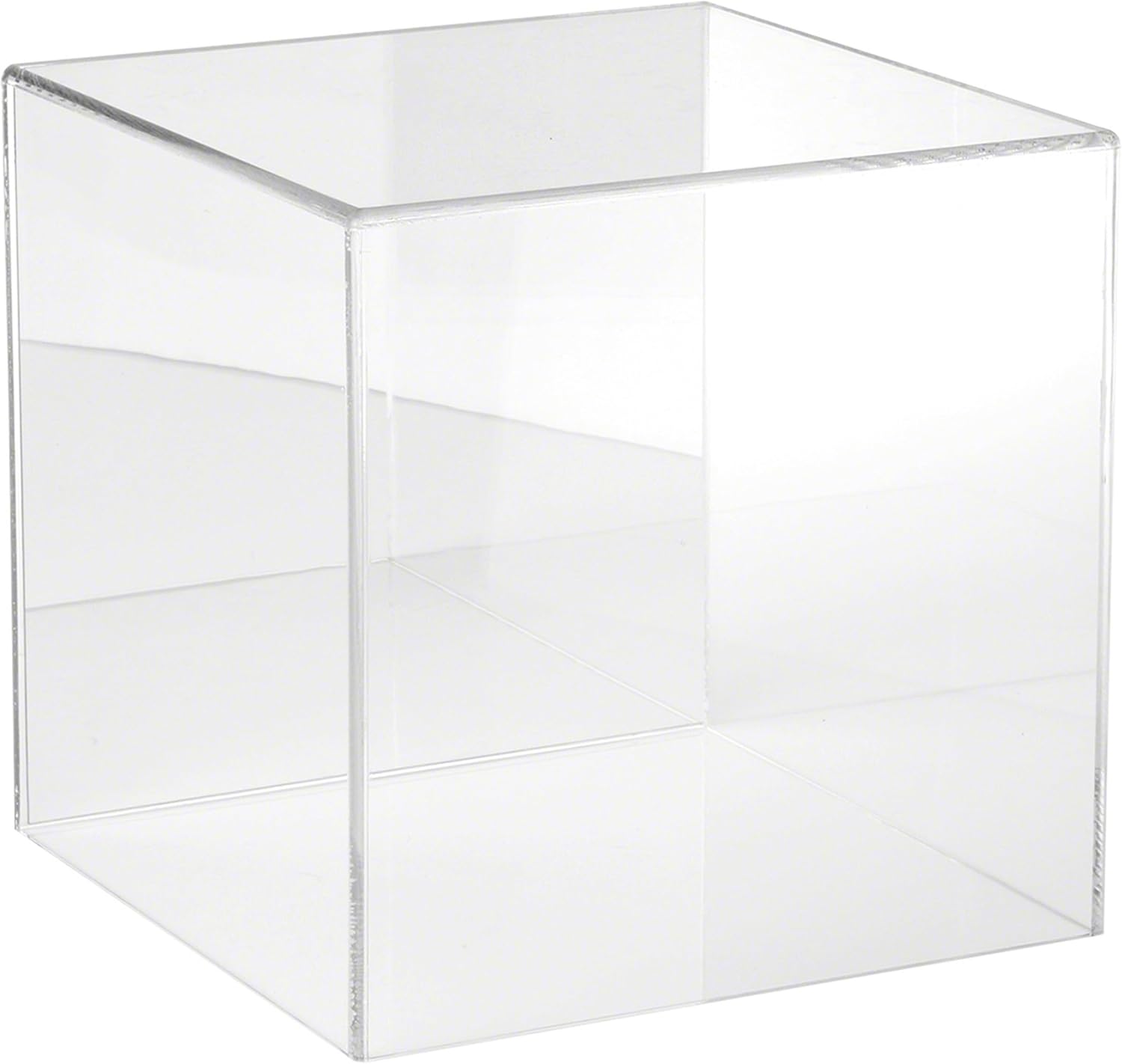 Plymor Clear Acrylic Display Case with No Base (Mirror Back), 10 x 10 x 10