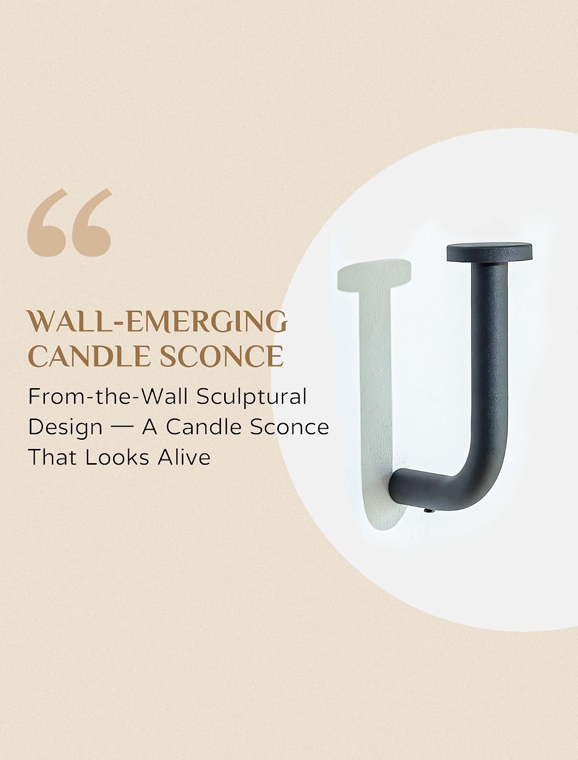 Iron Black Modern Wall Decor: Metal Minimalist Art Taper Wall Candle Holder - Modern Hanging Candle Sconces Decor for Narrow Hallway Fireplace Livingroom Bedroom