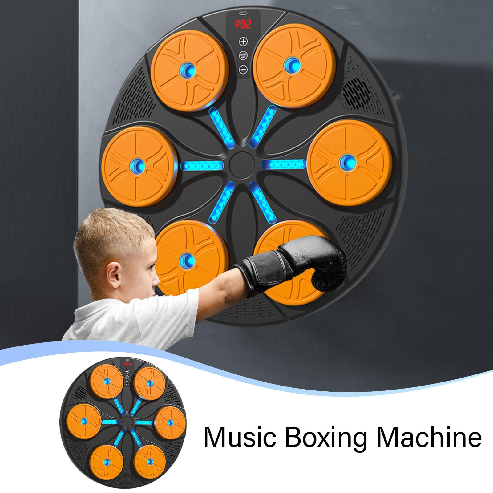 Máquina De Boxeo Musical Inteligente Entrenador Electrónico con 8 Modos | Con Iluminación RGB, De Pared Y Música para Mujeres y Adultos, Entrenamiento en Casa, Oficina