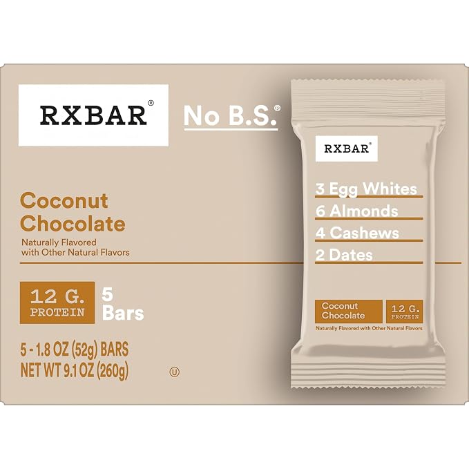 Barras RXBAR sabor chocolate y coco 12g proteína caja 5u miniatura 10