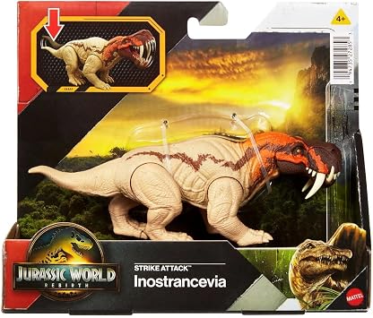 Jurassic World Rebirth Strike Attack Inostrancevia Dinosaur Toy With Single Strike Action, Authentic Posable Design