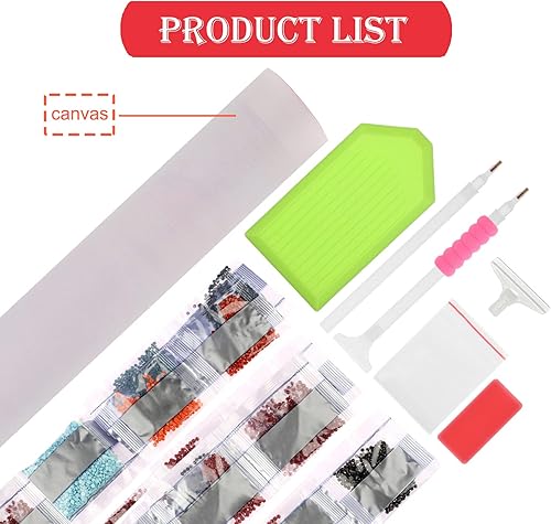 Miniatura 6 de CEOVR Kit de pintura de diamantes de Navidad, kit de arte de diamantes de invierno nevado para adultos, pintura 5D de casa roja con diamante, arte