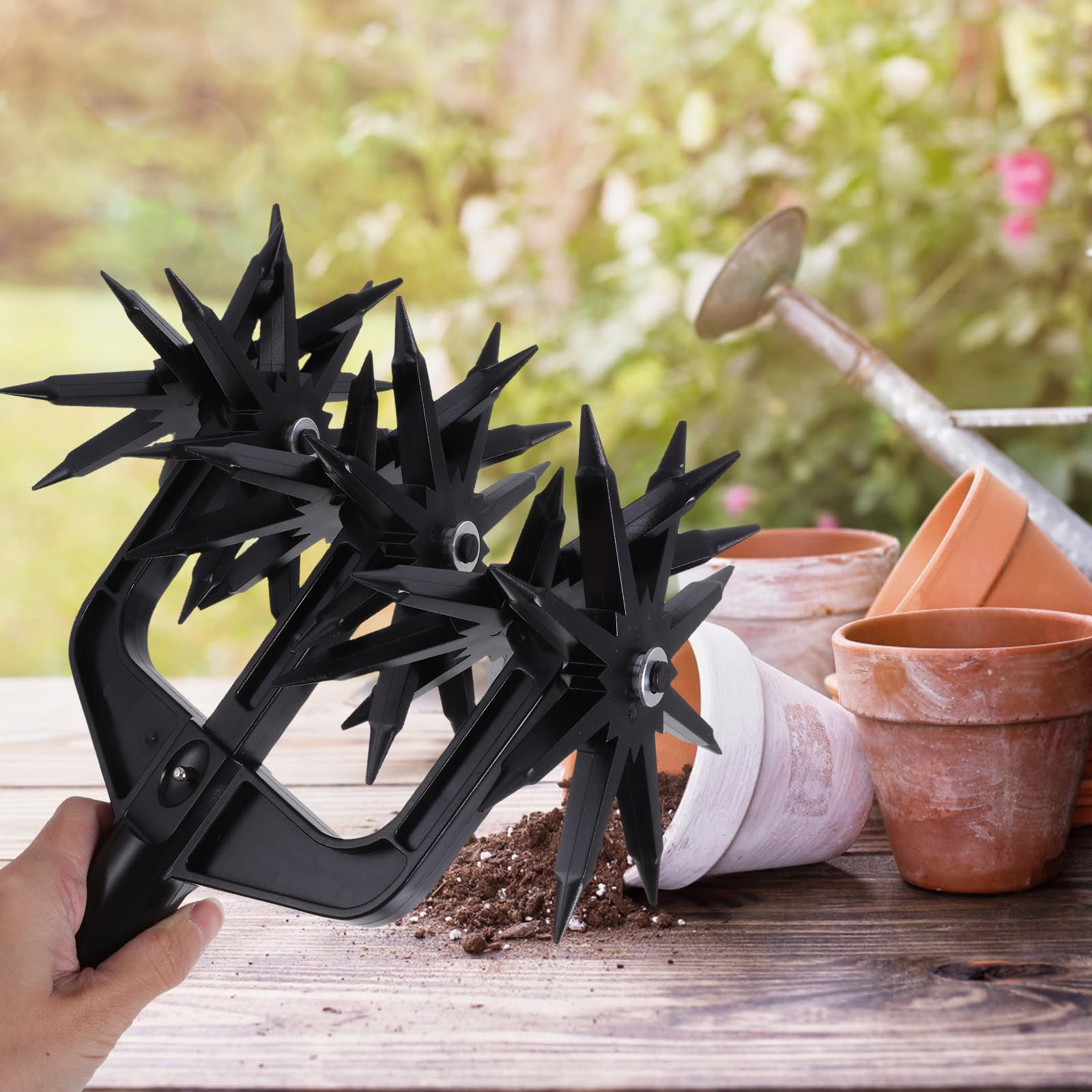 Motoculteur Rotatif Jardin avec Griffe, Kit Scarificateur Léger en ABS, Outil d'Aération et Ameublissement de Sol, Adapté à Pelouses et Jardins