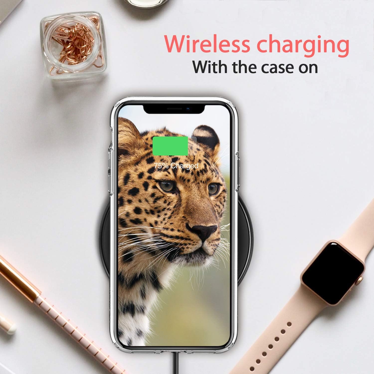 Coolwee Rose Gold Leopard Protective Compatible with iPhone 11 Pro [Anti Yellow] Slim Foil Clear Design Women Girls Men Hard Back Case Soft TPU Bumper Cover for Apple iPhone 11 Pro 5.8 inch