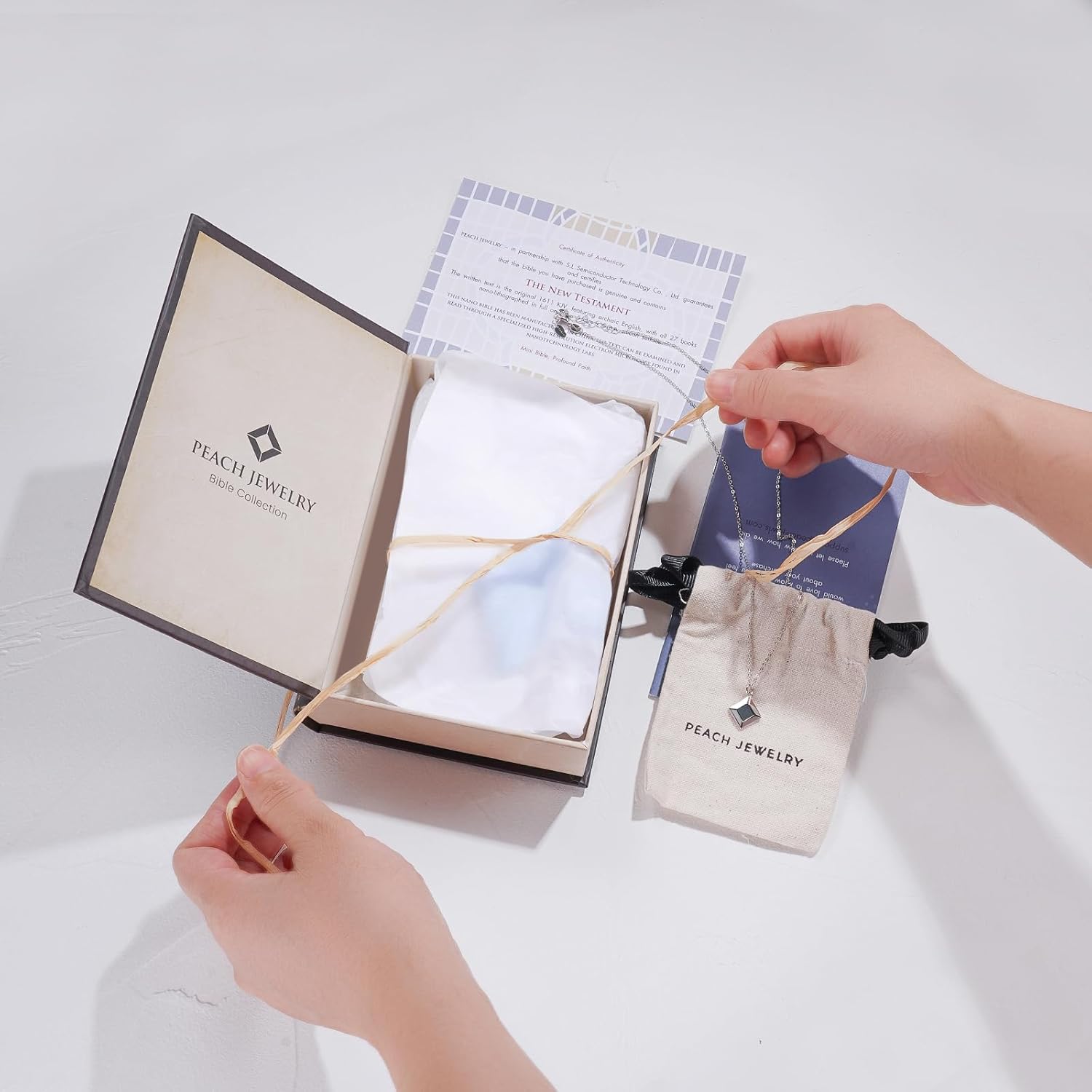 Sterling Silver Nano Bible Necklace for Women : World's Smallest New Testament Pendant For Her - Engraved with 27 Books Using Nano Technology. A Unique, Elegant and creative religious Valentines gift for wife or girlfriend