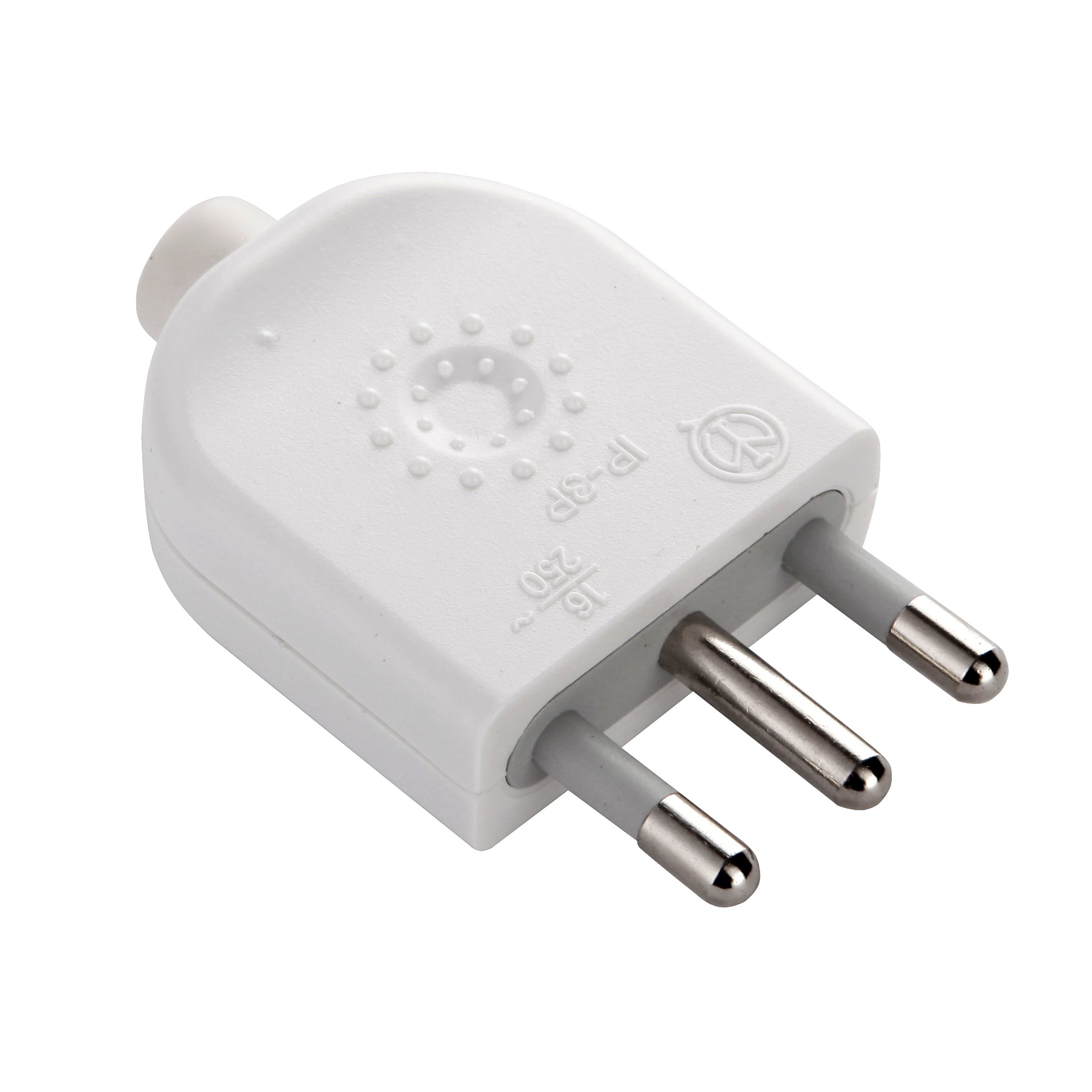 Electraline 71902 Spina Dritta, 16 A 230V, Bianco Opaco