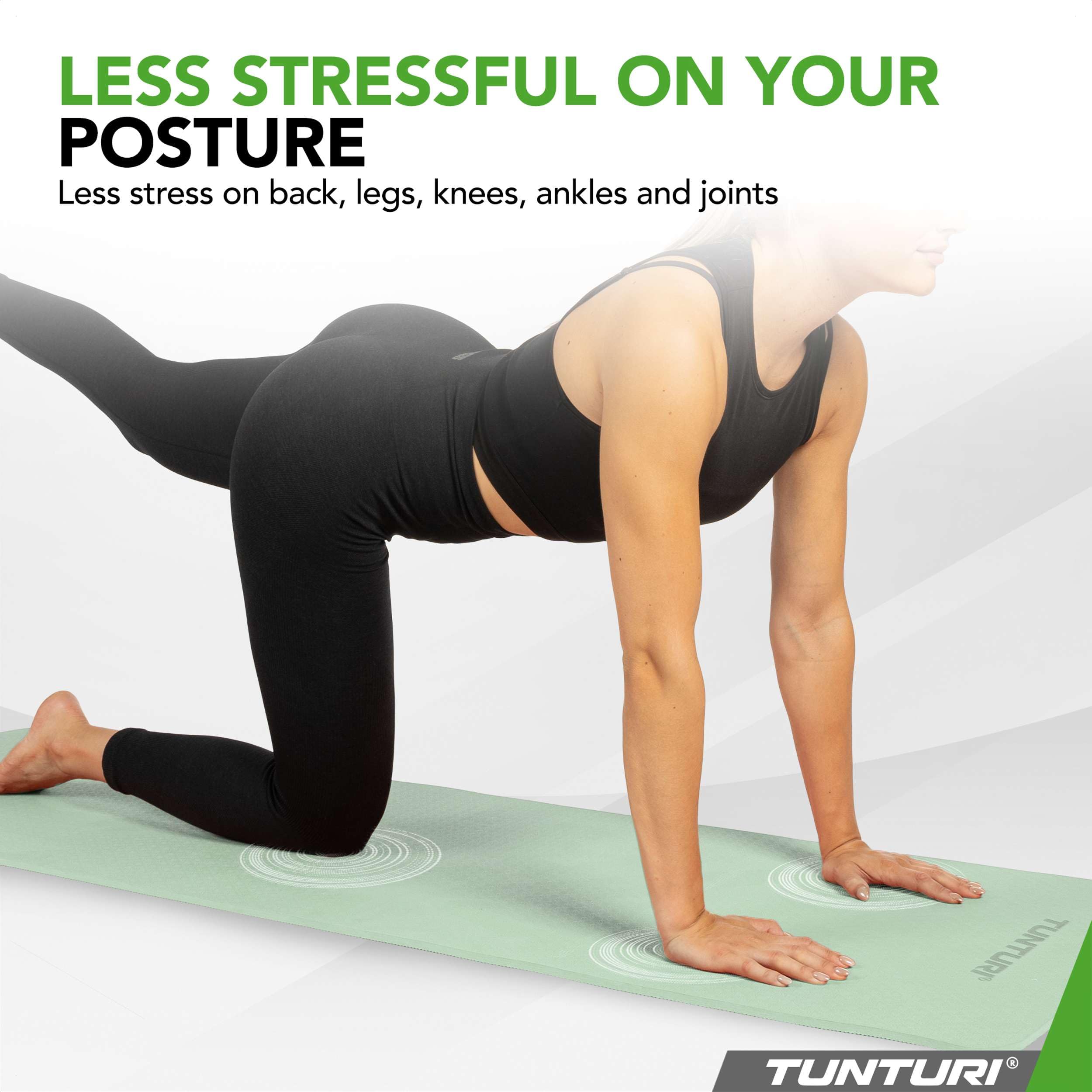 Tunturi Tappetino da yoga spesso 8 mm, antiscivolo, con tracolla, per yoga e pilates, tappetino sportivo, 183 x 61 x 0,8 cm, particolarmente confortevole, menta