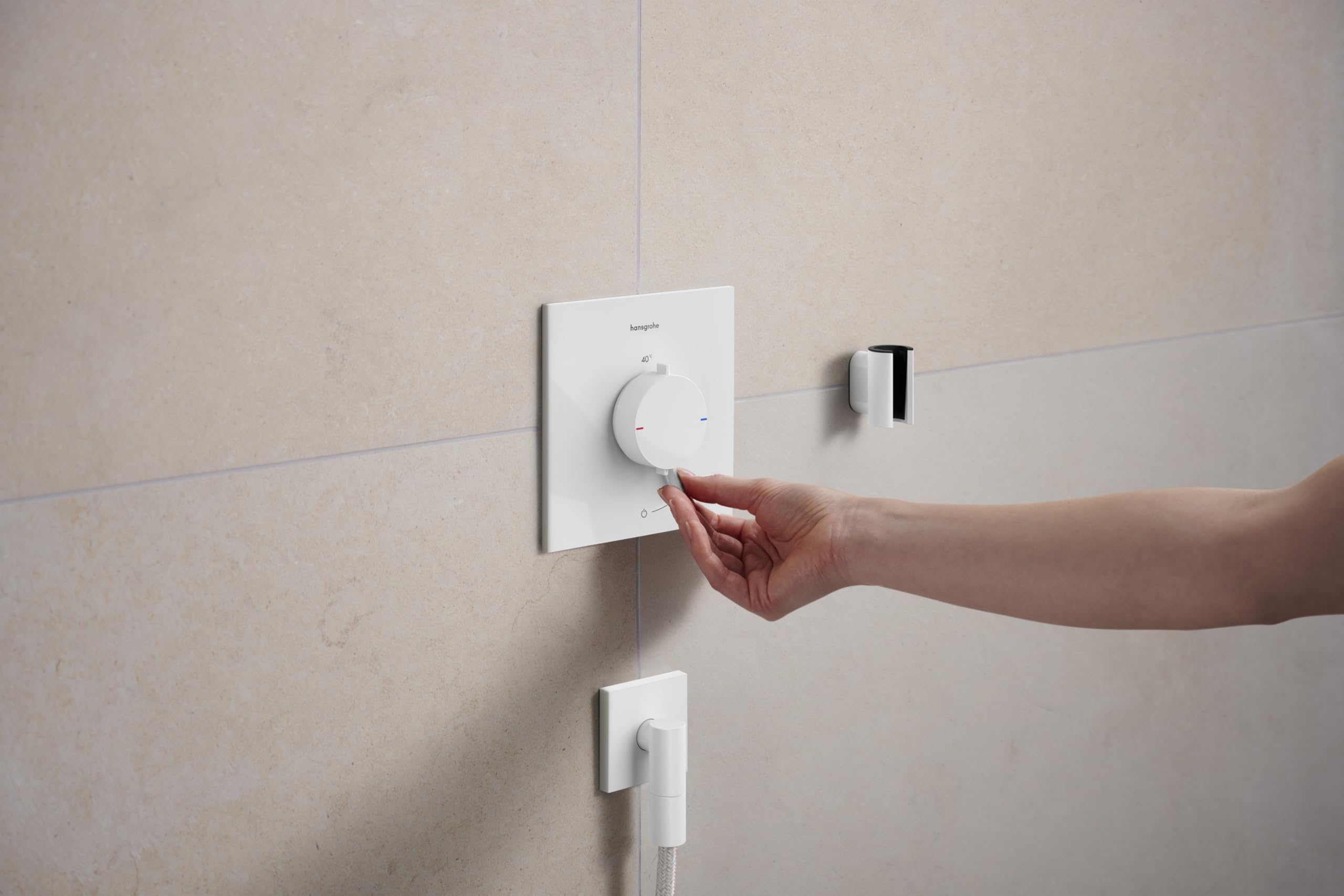 hansgrohe Ecostat Comfort E 33710700 termostat prysznicowy podtynkowy, armatura prysznicowa z blokadą bezpieczeństwa (SafetyStop) w temperaturze 40°C, termostat do prysznica, bateria mieszająca dla 1