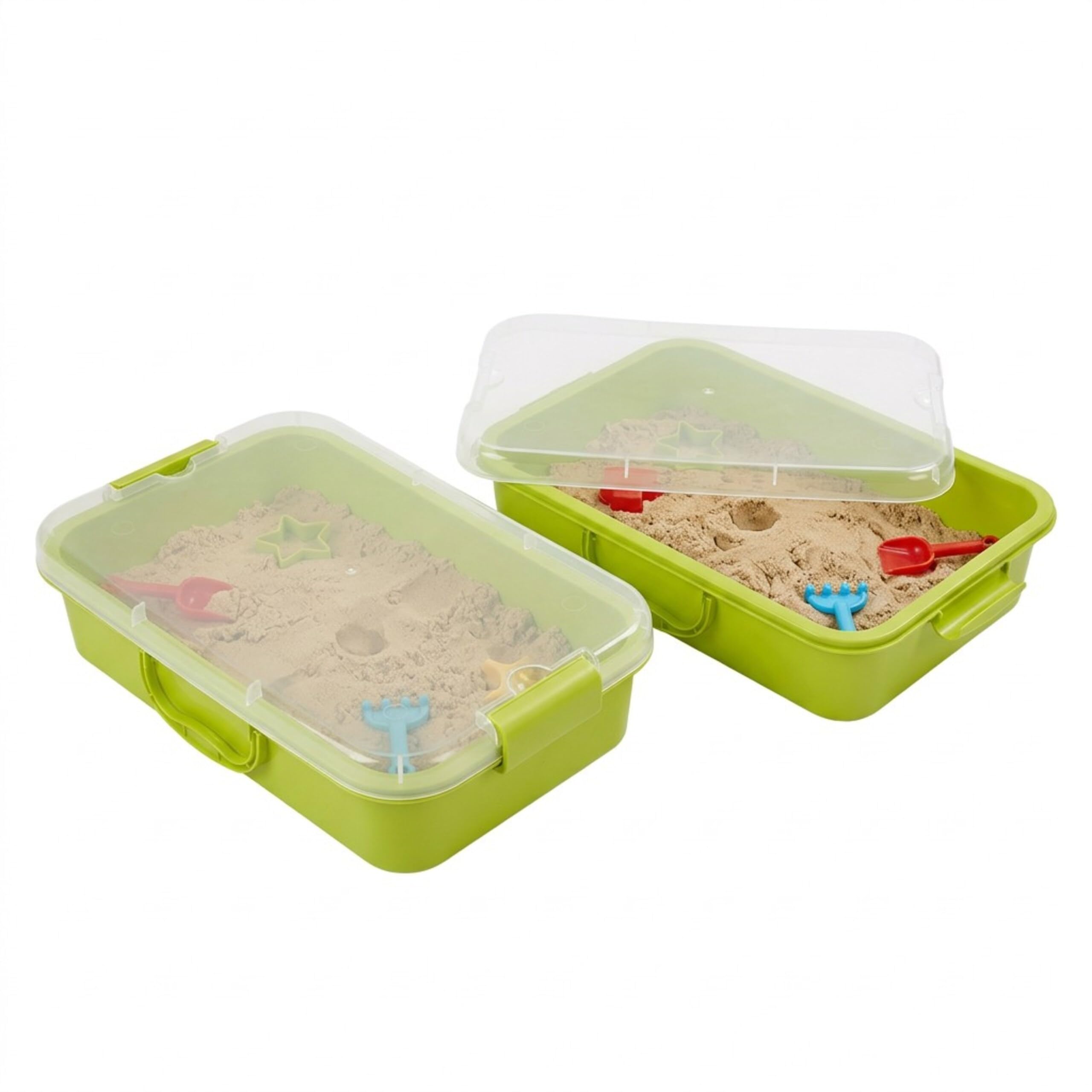 Relaxdays Bac à Sable avec Couvercle, Lot de 2, Plastique, 8×38×25 cm, Vert Clair