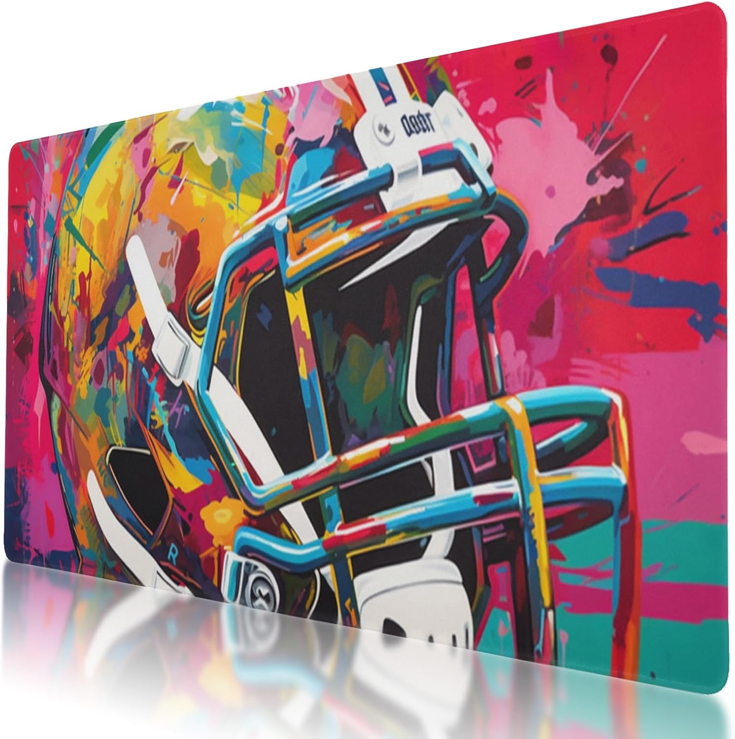 Large Gaming Football Helmet Design Mouse Pad 35.5 x 16 Inch, Non-Slip Base, Water Resistant, Ideal for Gamers, Office & Home