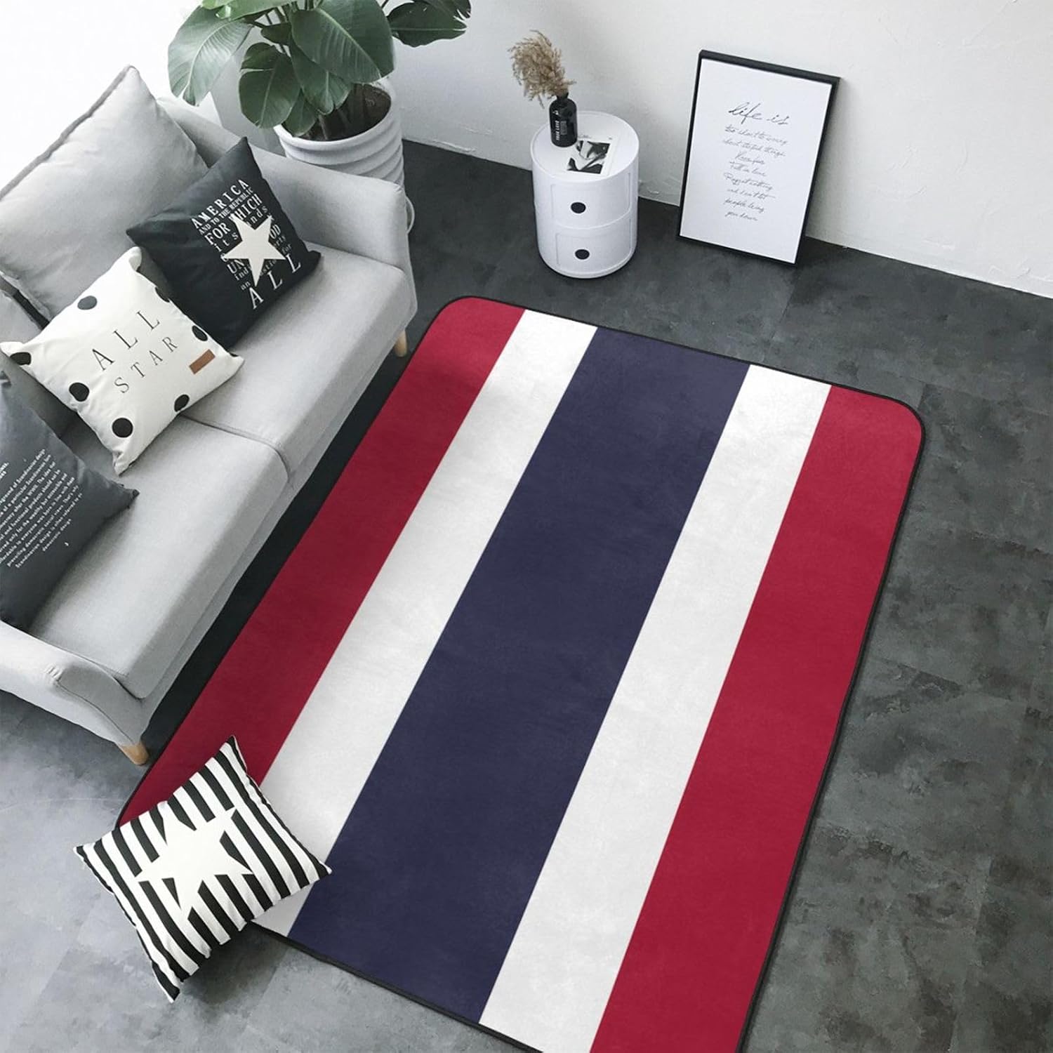 Thailand Flag Printed Floor mat 80x58 inches, Non-Slip Decorative Carpet for Bedroom and Living Room