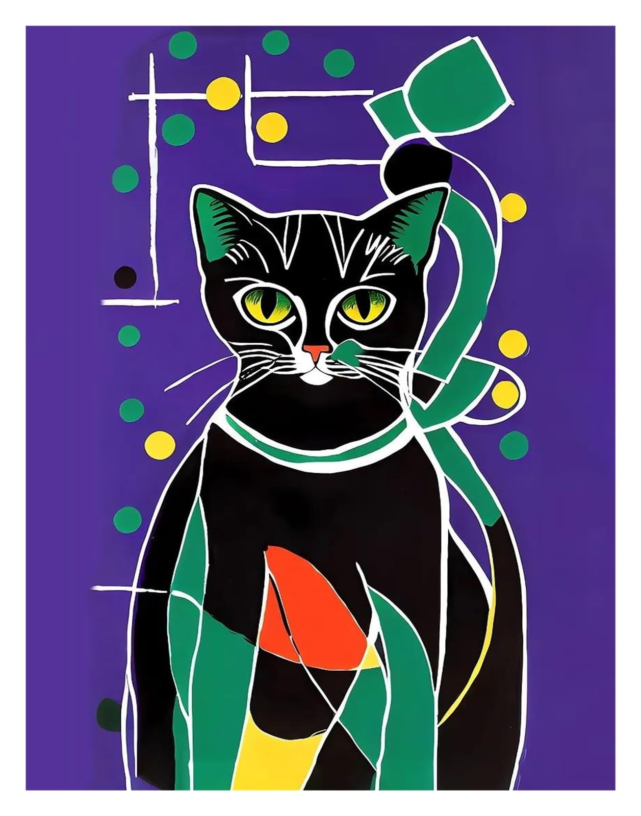 Xenite G Wall Art Canvas Prints Funny Cats French Jazz And Wine Posters Readin Hobbies Cartoon Prints Canvas Paintin Wall Art Pictures Home Livin Room Decor(,30X40cm)