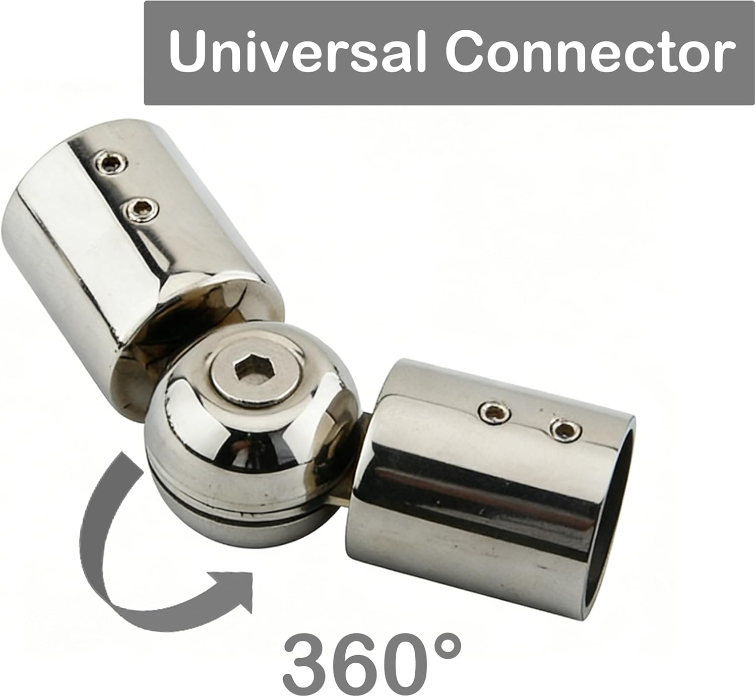 Corner Curtain Rod Connector, 2 Pack Adjustable for 1 Inch Bay Window Rod | Heavy Duty 304 Stainless Steel, 90°-180° Hinged Elbow Connector, Rust Resistant, Includes 2 Screwdrivers