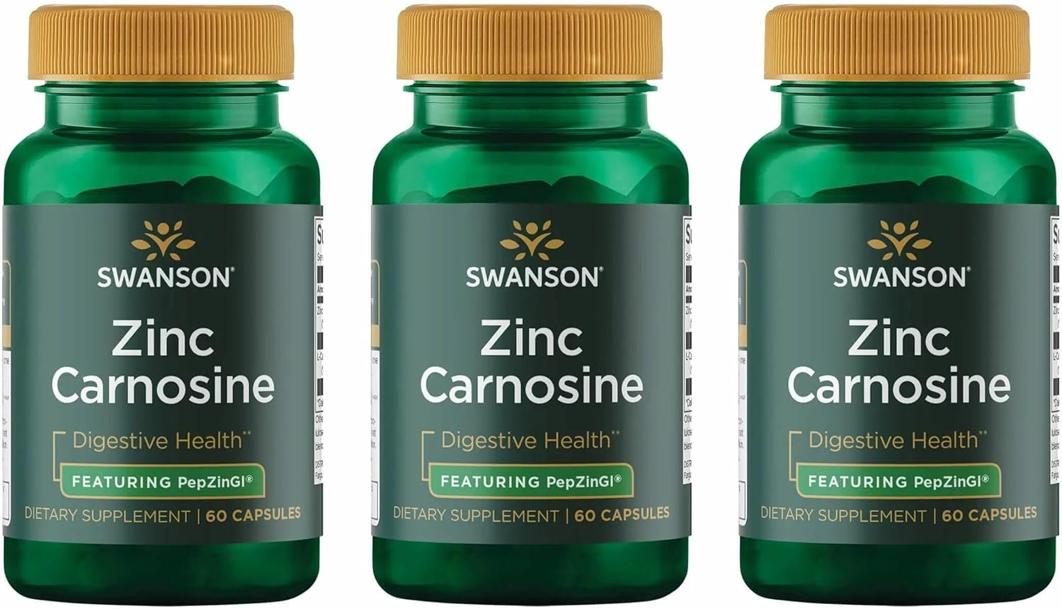 Swanson Zinc Carnosine (PepZin GI) - Natural Supplement Promoting Gastric Health & Digestive Support - Supports Microbial Balance in The Stomach - (60 Capsules) (2 Pack)