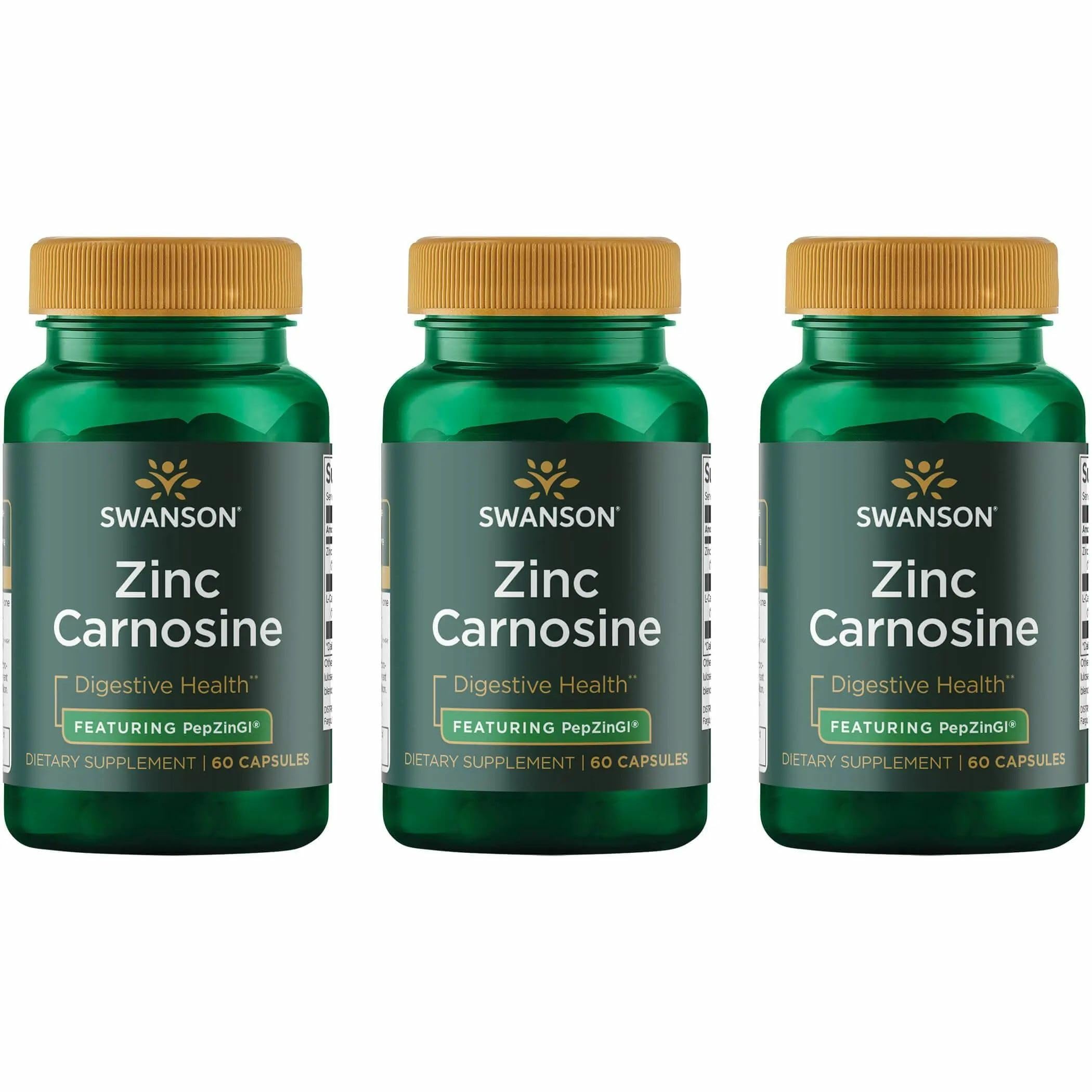 Swanson Zinc Carnosine (PepZin GI) (60 Capsules), 3 Pack 60 Count (Pack of 3)