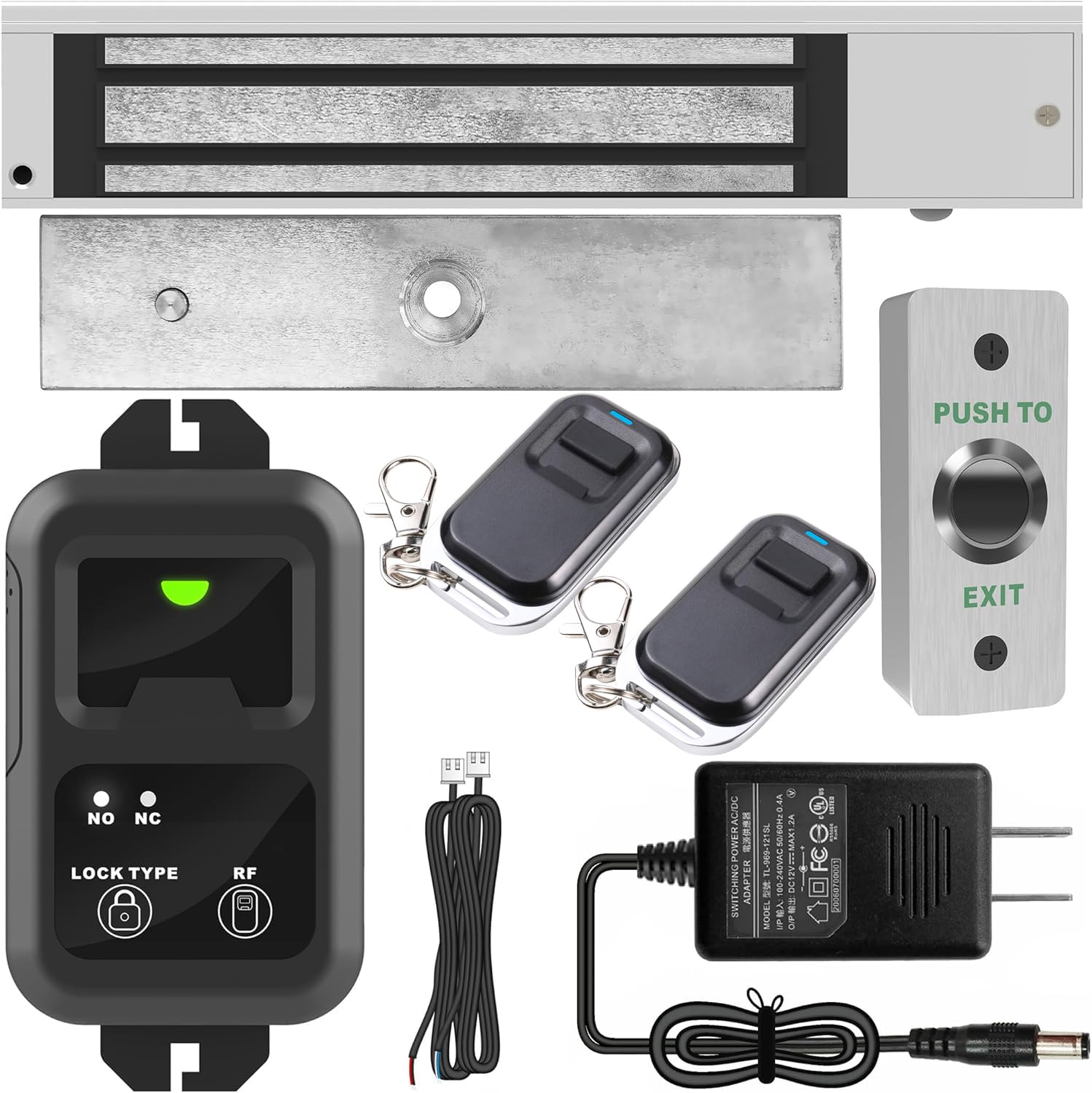 UHPPOTE Access Control Outswinging Door 600lbs Force Electromagnetic Lock & Remote Control kit