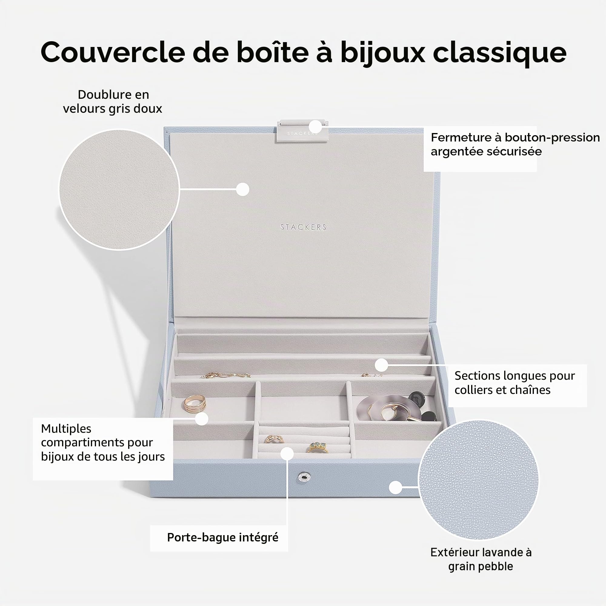Stackers Boîte à Bijoux Classique Lavande Taille Moyenne - Lot de 3