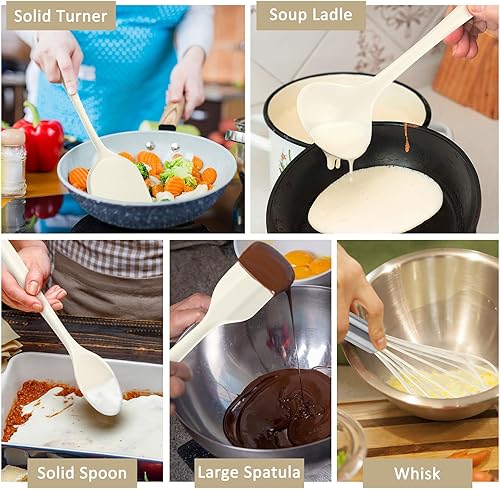 Miniatura 4 de Leonyo - Juego de 10 utensilios de cocina para cocinar, juego de utensilios de cocina de silicona resistente al calor de 446 F con espátula