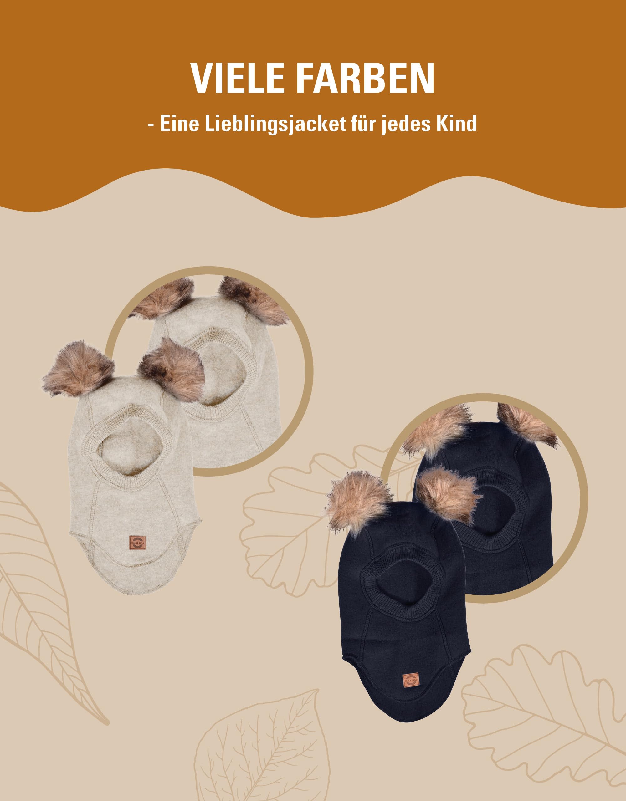 Mikk-line Schlupfmütze Baby Mit Pom Pom, Warme Sturmhaube, Wollmütze | 84% Merinowolle, wärmt ohne zu kratzen, temperaturregulierend, schützt Kopf, Hals & Nacken, abnehmbarer Pom-Pom, OEKO-TEX