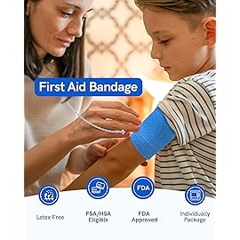 FriCARE Self Adhesive Bandage Wrap, Medical Tape in First Aid Kit, Cohesive Bandages for Wounds Sport Vet, 2 Inches X 5 Yards 12 Rolls, Energetic