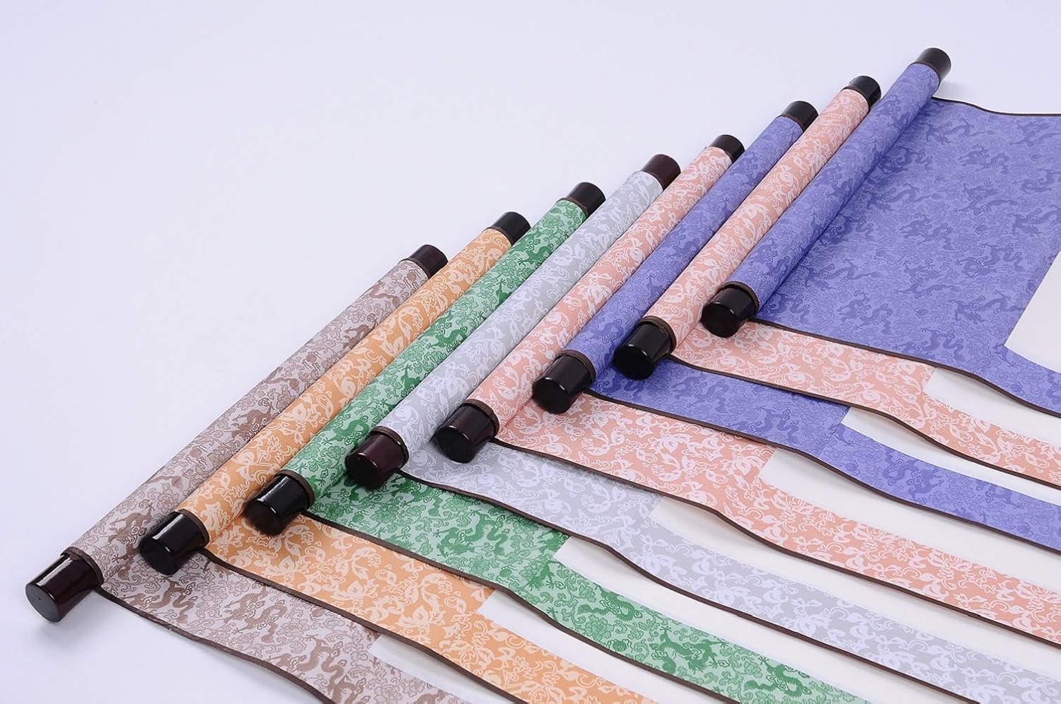 Hbasyp Blank Hanging Scroll 6 Pcs Chinese Xuan Paper Art Wall Scrolls for Sumie and Calligraphy (6 Colors)