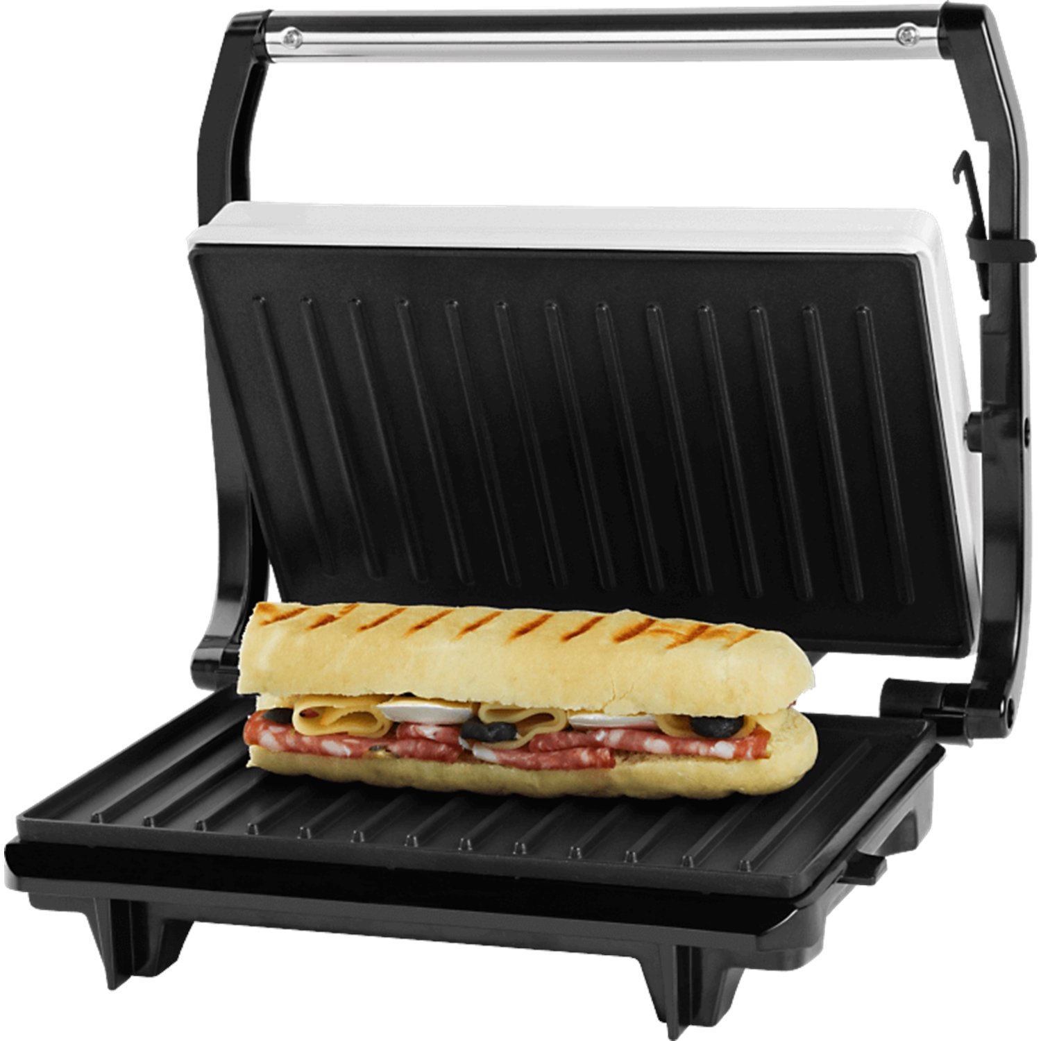 ECG S 1070 Panini Maker/Mini Grill, stal stopowa, biały