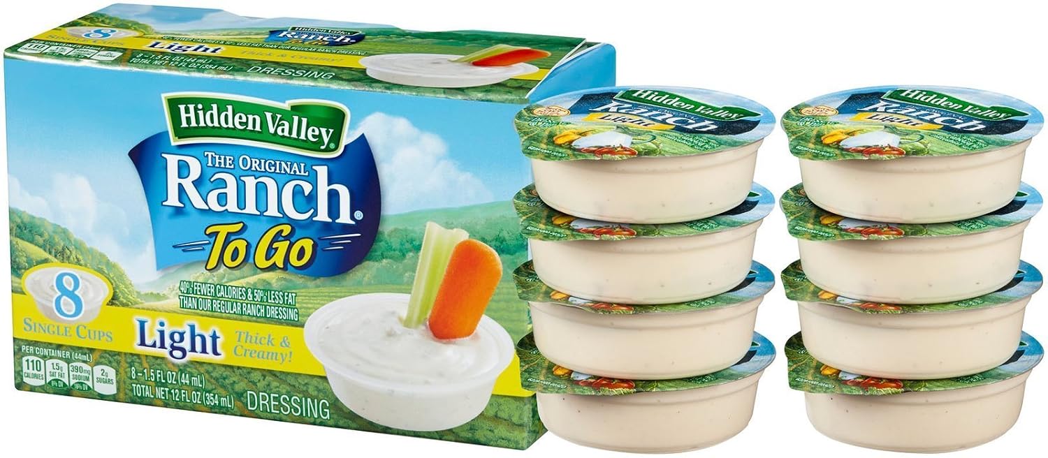 Hidden Valley Original Ranch to Go Cups - Light - 1.5 oz - 8 Count