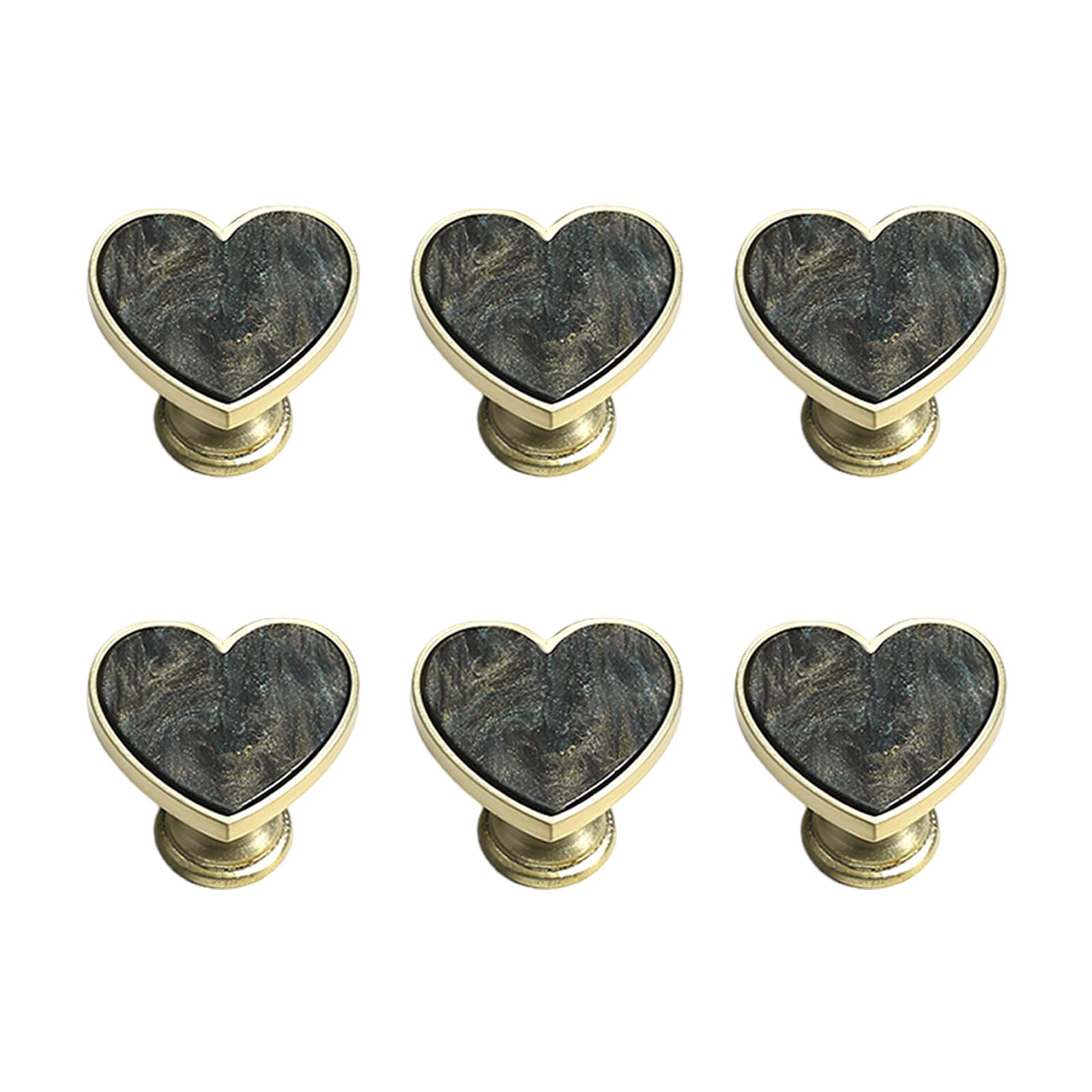 Zinc Alloy Heart Cabinet Knob Set of 6 Decorative Drawer Pull Hardware for Nightstands Dressers Cabinets and Doors Heart Cabinet Knobs Drawer Pull Set Dresser Hardware Nightstand Knobs Decorative Zinc