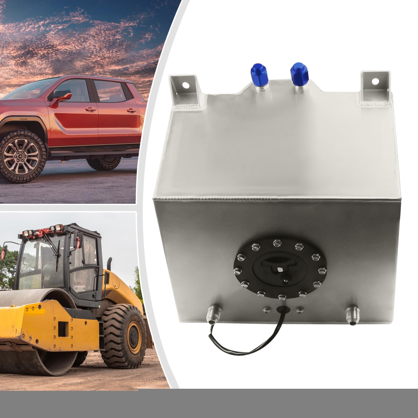 Réservoir de carburant universel en aluminium de 20 l - Réservoir de carburant de course - Réservoir de carburant Rallye Drift avec émetteur de carburant de 0 à 90 ohms