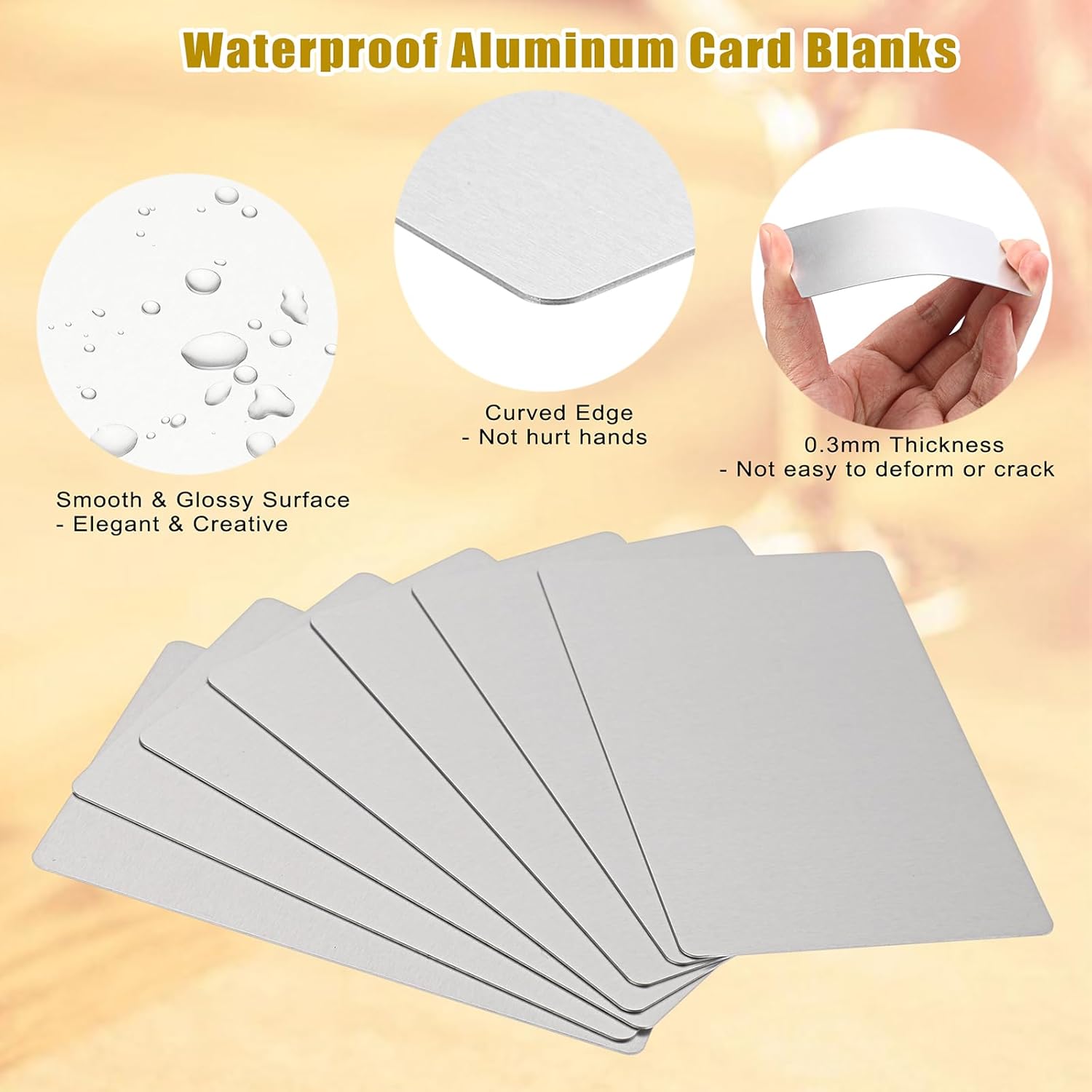 OwnMy 100PCS Metal Business Card Blanks for Laser Engraving, Aluminum Business Card Blanks for DIY Gift Cards Crafts Making, 0.3mm Thickness Laser Engraving Sublimation Blanks Name Cards, Silver