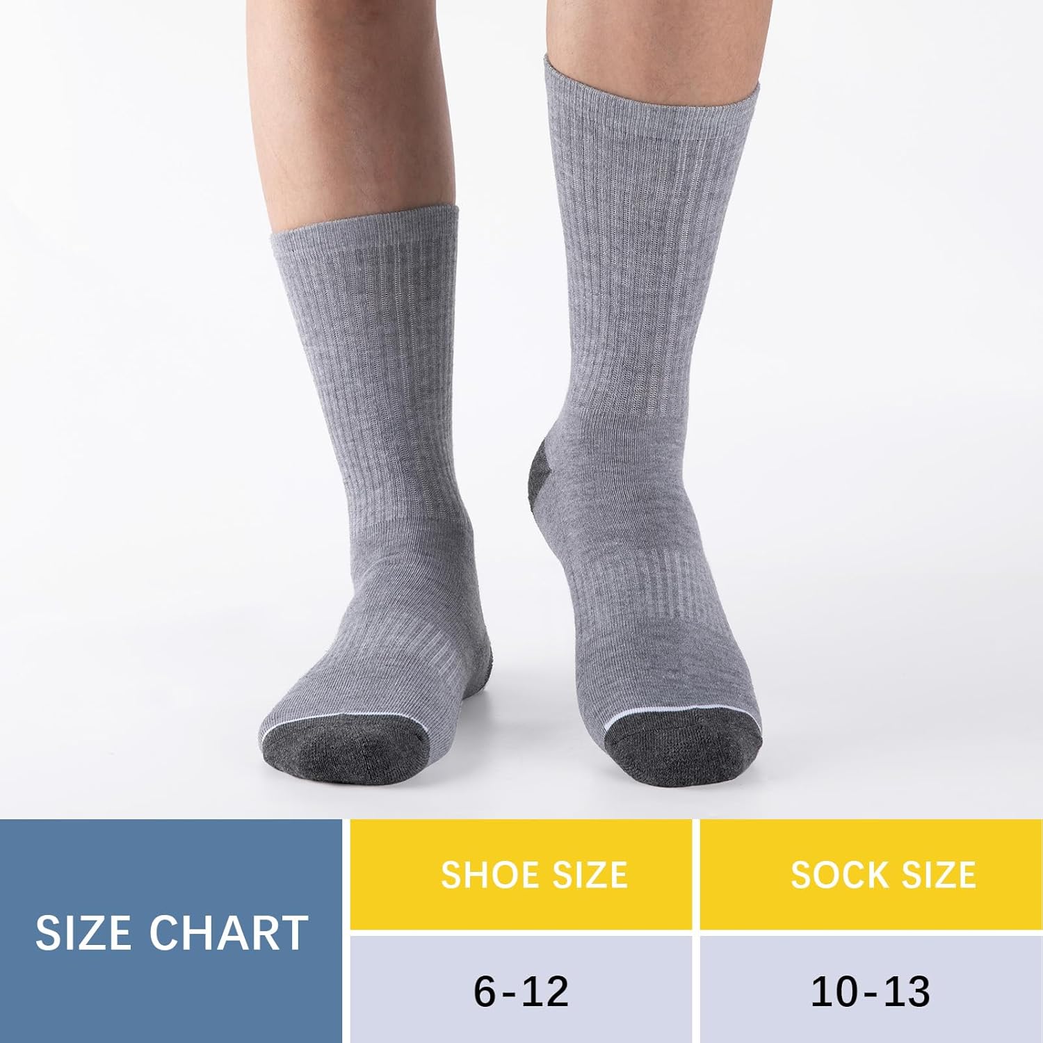 COOVAN 8 Pairs Mens Athletic Crew Socks Moisture Wicking Heavy Duty Cushioned Work Socks with Reinforced Heel and Toe - Image 6