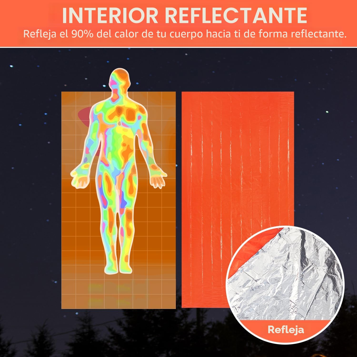 Esky Saco de Dormir de Emergencia, Paquete de térmicas portátiles, Impermeables, Ligeras, Equipo de Supervivencia con brújula para Camping, Senderismo, Aventura al Aire Libre