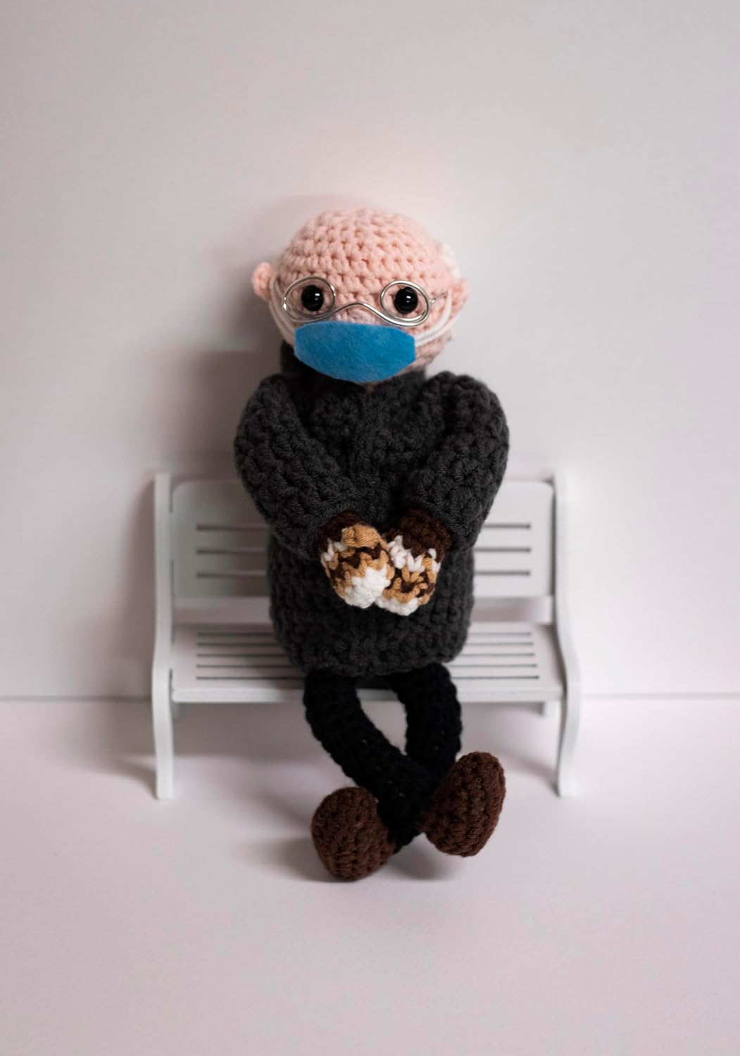 Bernie Sanders Crochet w/Bench