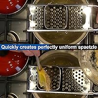 Vista 3 de Spaetzle Maker de acero inoxidable de alta calidad con mango de agarre cómodo, colador de araña de acero inoxidable, cuchara espumadora, colador