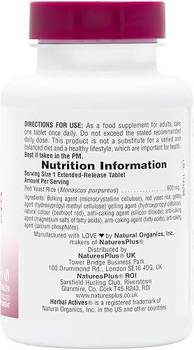 Miniatura 2 de Natures Plus Herbal Actives - Arroz de levadura roja de liberación extendida, 600 mg, 60 tabletas, paquete de 2, apoya el bienestar general,