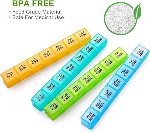 Miniatura 6 de Sukuos Pastillero mensual para 28 días, fácil de abrir, gran resistente a la humedad, con caja a prueba de polvo y tapa transparente para vitaminas,