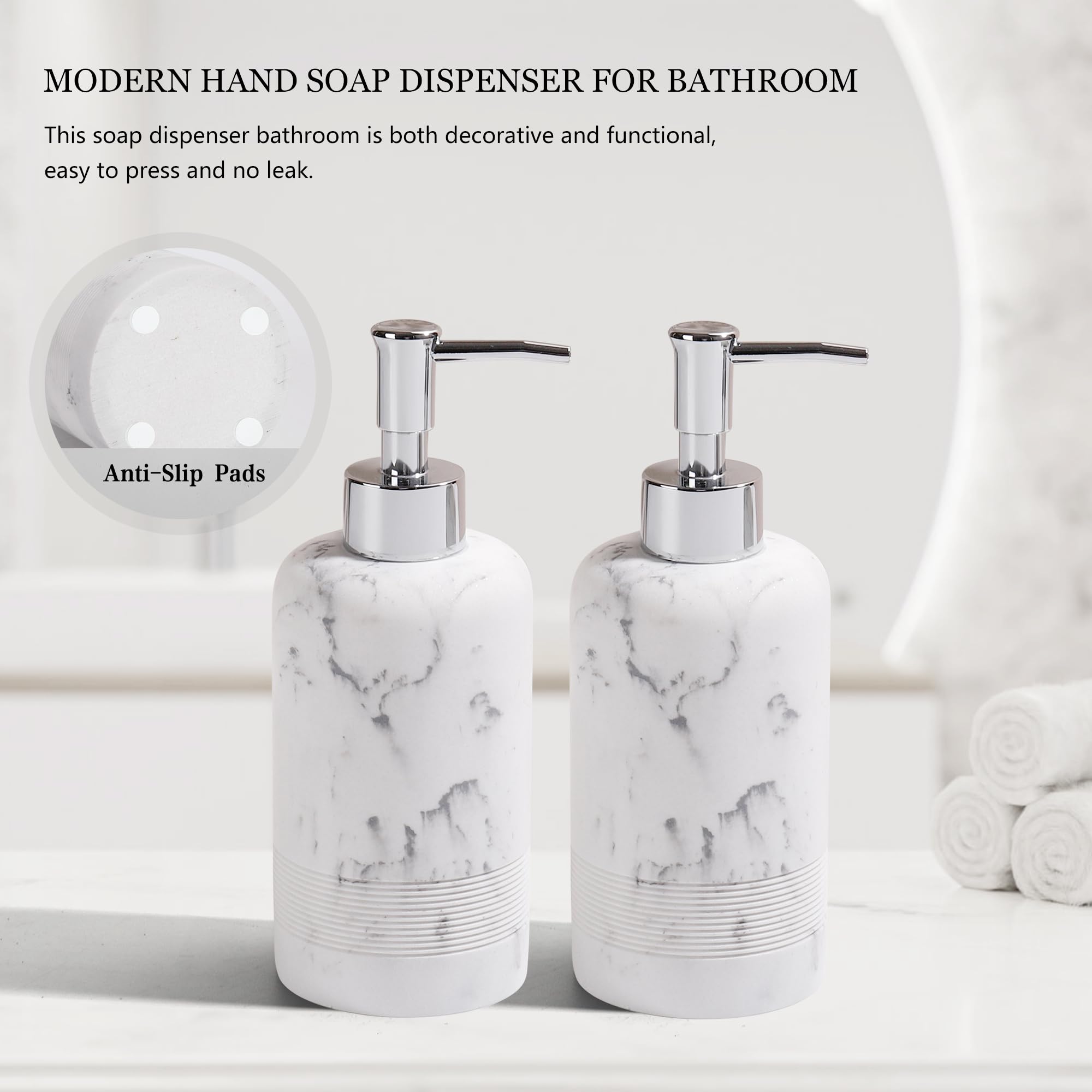 YMXYJM Dispensador de jabón con bomba de acero inoxidable a prueba de óxido, dispensador de jabón líquido recargable para baño, dispensador de jabón de cocina premium, color blanco