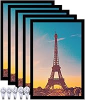 Vista 20 de Juego de 5 portarretratos de 18 x 24 pulgadas, marcos de fotos negros de alta transparencia para galería de pared horizontal de escritorio vertical