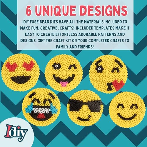 Miniatura 5 de Emoji Smiley Face Fuse Beads – 6 diferentes Emojis – 3600 piezas cuentas (6 colores), pinzas, tableros de clavijas, papel de planchado, funda –