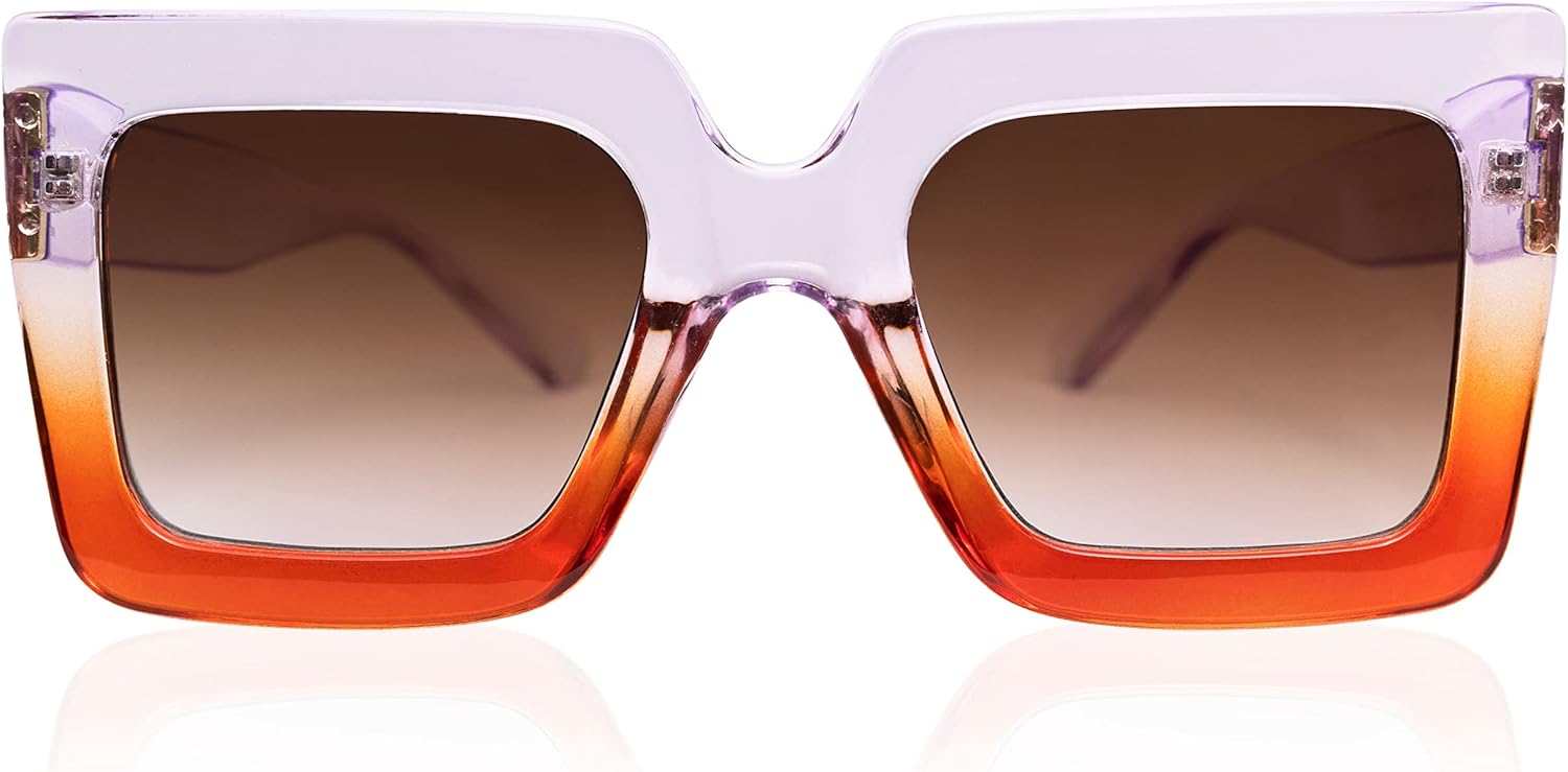 Dream Gold - Oversized Square Fashion Frame Sunglasses for Women in Brown & Black - Image 2